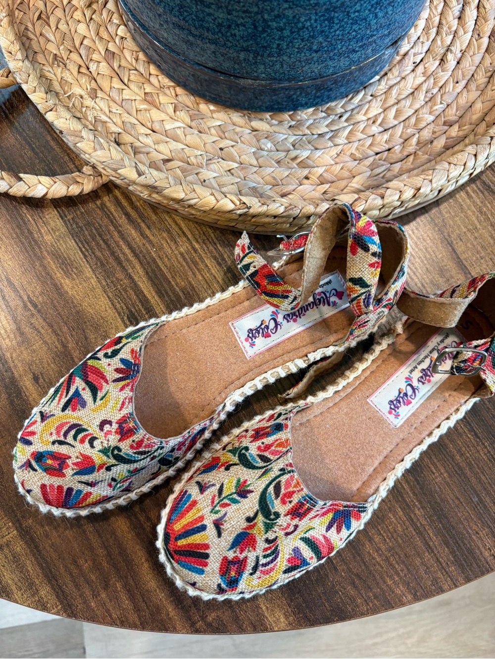 Decorative Floral Espadrille Ankle-Tie Flats - Multicolor